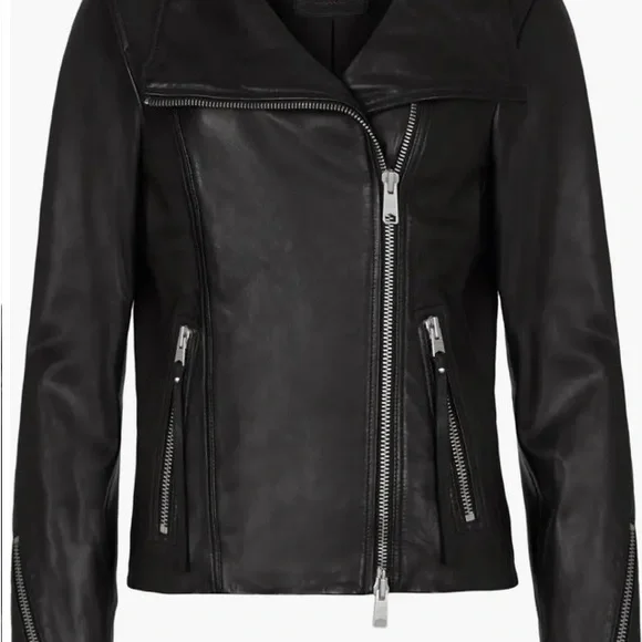 All Saints Black Leather Jacket - Picture 6 of 9